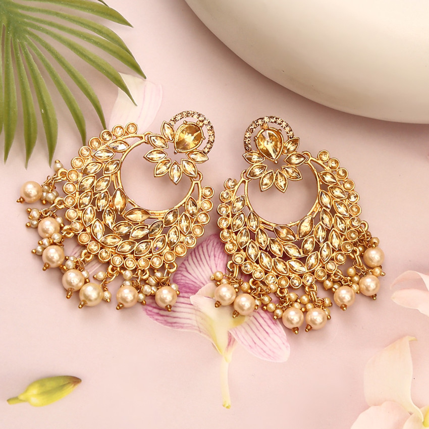 Golden colour earrings deals