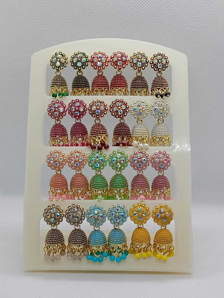 Flipkart Buy Vriti Imitatin Multi Color Jhumka Combo Pack Of 12 Diamond Alloy Jhumki Earring Online at Best Prices in India