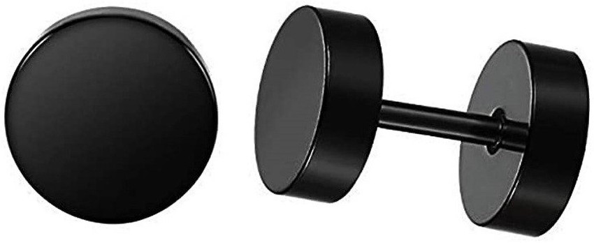 Flipkart Buy JEWEL BRIGHT Black Screw Stud Earrings Men Women Faux Gauges Ear Tunnel Metal Cuff Earring Online at Best Prices in India