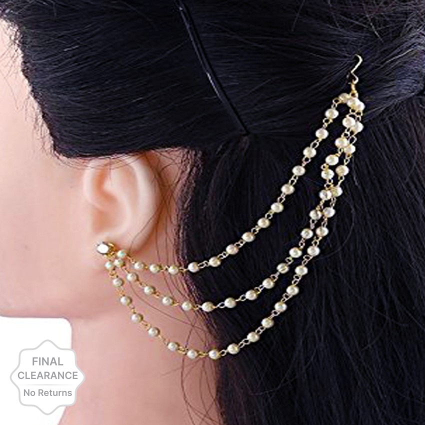 Flipkartcom  Buy Panachee Temple Jewellery Gold Coated Multilayer Pearl  Beads Statement Chain Clip on hair Alloy Jhumki Earring Online at Best  Prices in India