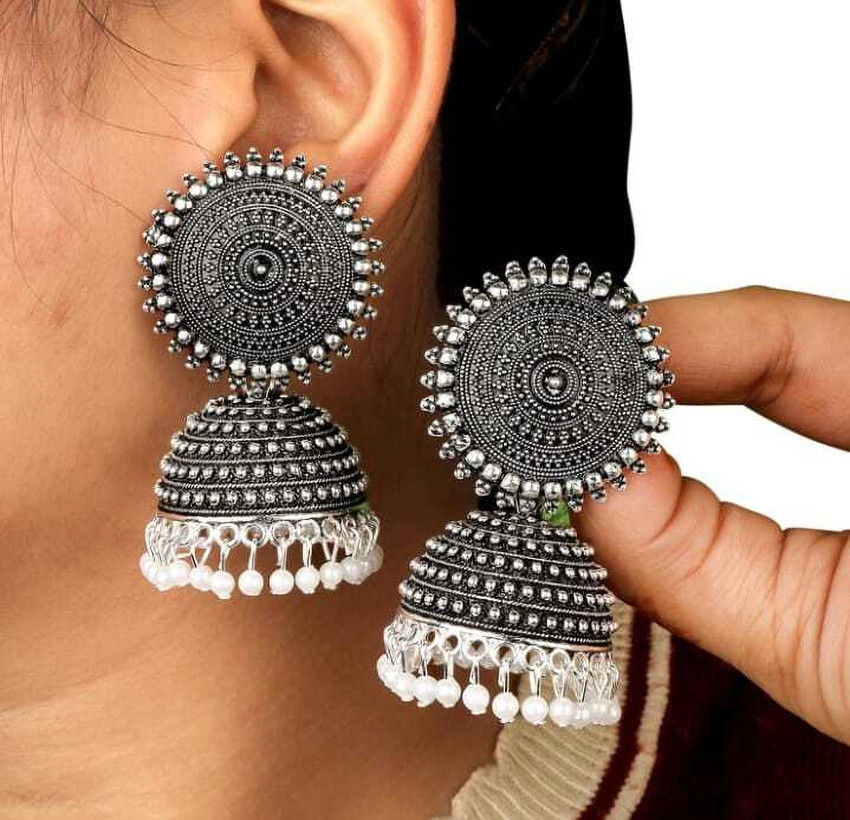 Silver colour earrings clearance