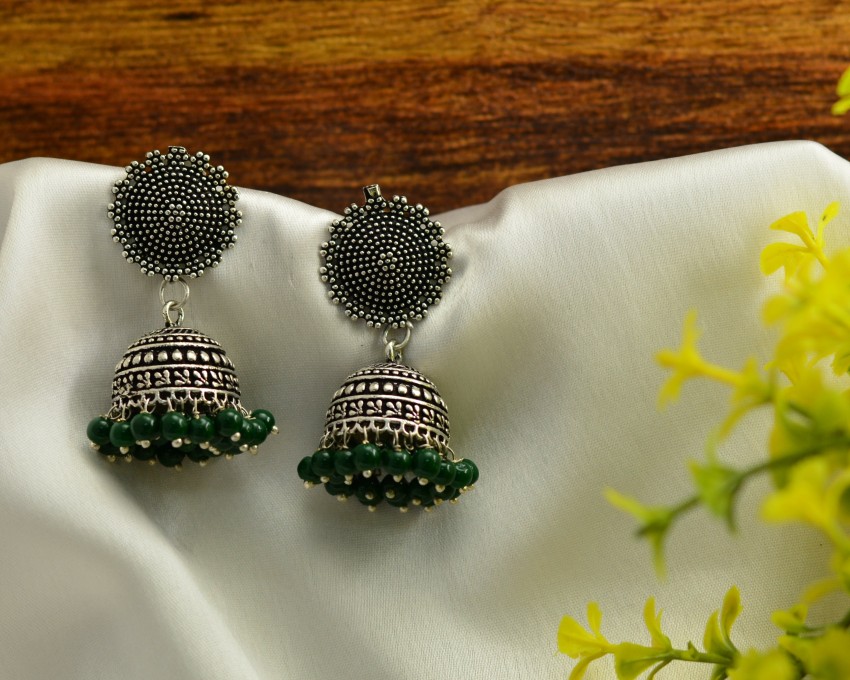 Buy Jewelopia Silver Oxidised Jhumki Earrings Combo German Silver