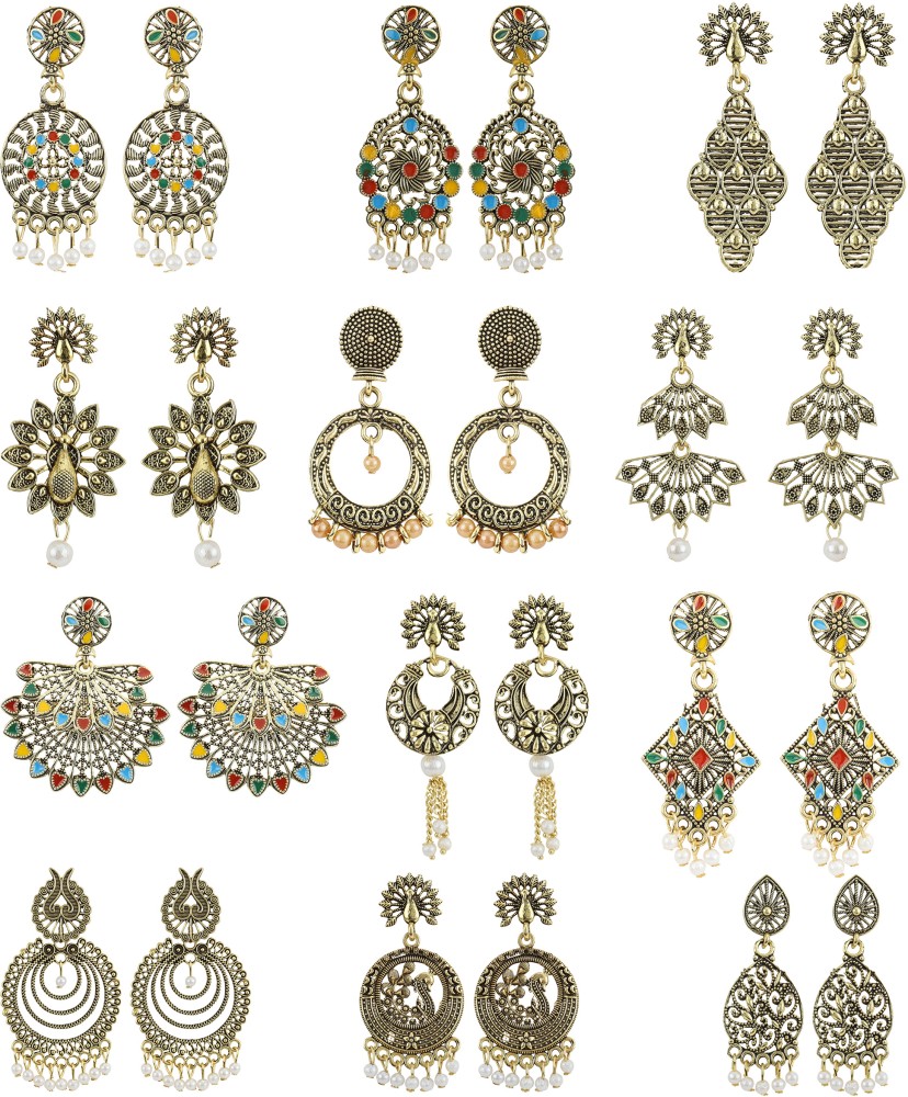 Flipkartcom  Buy COLLECT Attractive Oxidized Solid Black Jhumka Earring  for women Pearl Metal Jhumki Earring Online at Best Prices in India