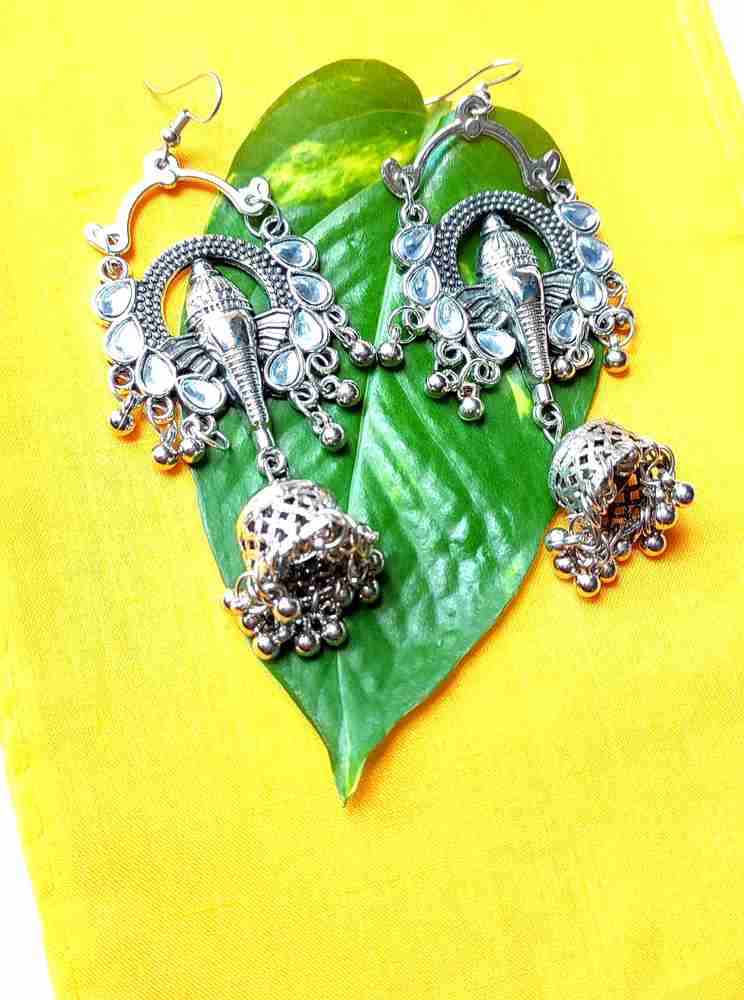 Flipkart Buy VivaERA German Oxidised Silver Ganesh Ganpati Ethnic Earrings for Women Girls Alloy Jhumki Earring Online at Best Prices in India