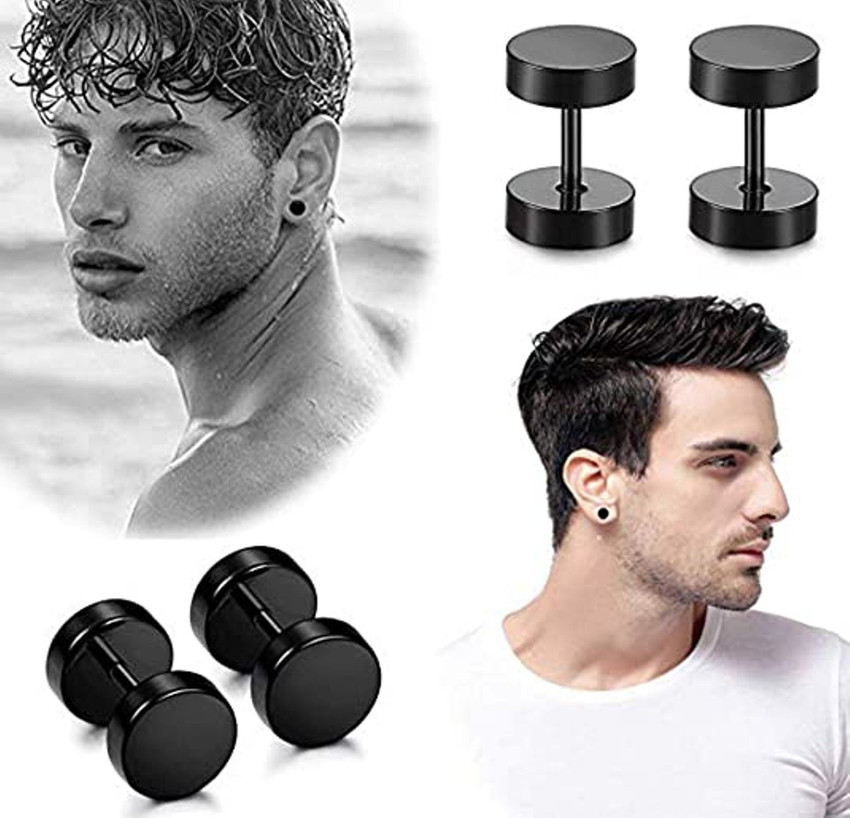 Black screw earrings top