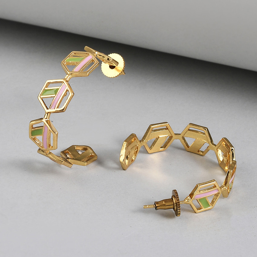 Flipkart Buy Voylla Benzene Half Hoop Gold Plated Earrings