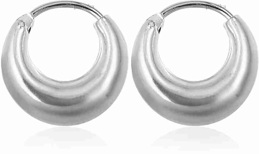 Parnika Big Size Unisex Silver Bali One Pair Chandi ki Bali in Pure 92.5 Sterling Silver Hoop Earring