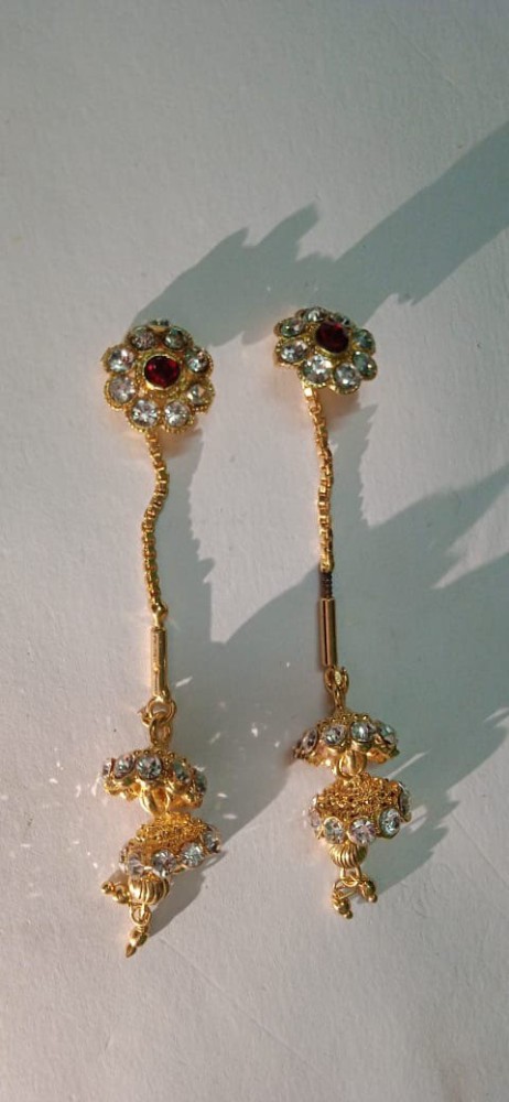 Gold Plated long chain Earrings sui dhaga  Karizma Jewels