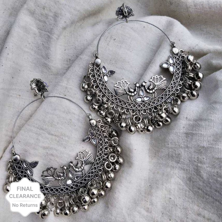 Long earrings hot sale silver color