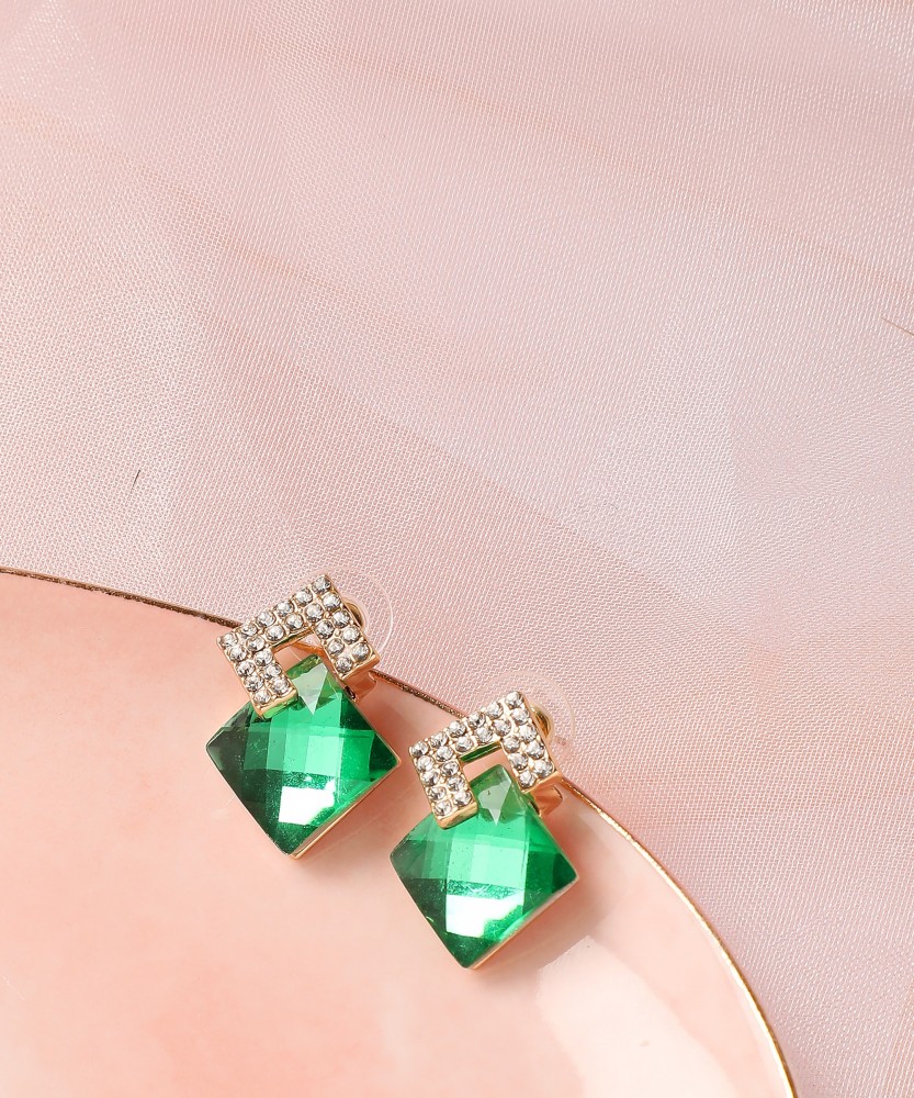 Buy Party Wear Designer Fancy Round Green Stone Stud Earrings For Girls  Women Online at Low Prices in India  Paytmmallcom