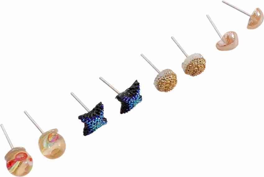  Buy navjai Multi Design Stud Earrings with Plastic Back for  Girls and Women 18pair Plastic Stud Earring Online at Best Prices in India