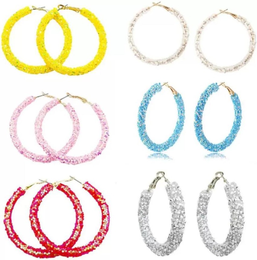 Get White Big Druzy Glitter Hoop Earrings at  299  LBB Shop