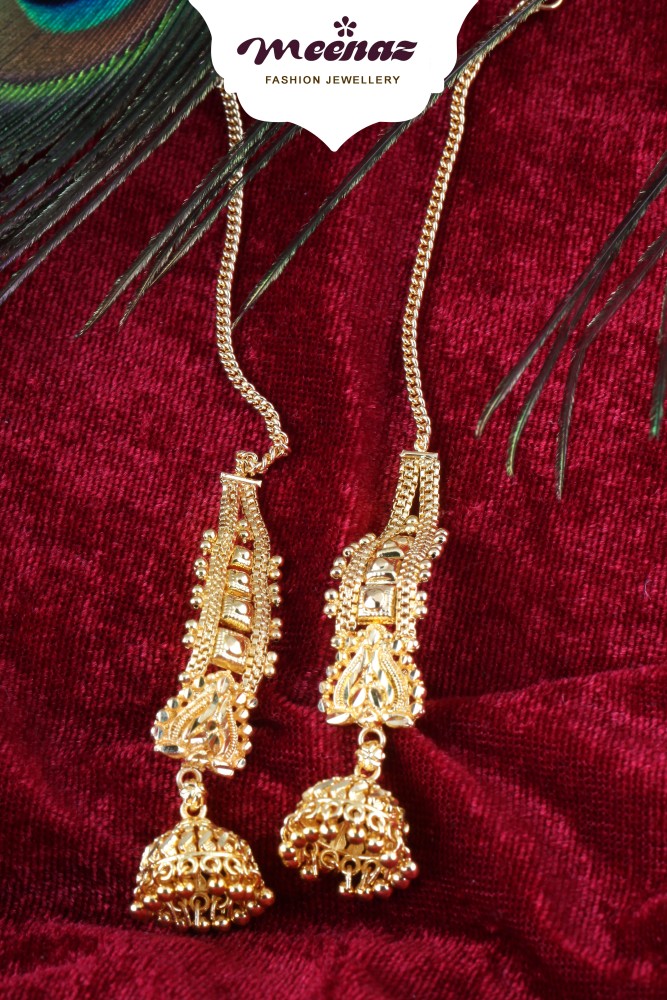 Kundan Jhumka Style Earrings with Ear Chain  JNV3556