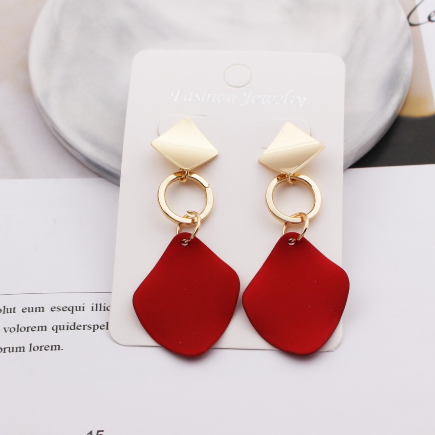Golden Dangler Beautiful Indian Red Beads Earrings For Women And Girls  Size Adjustable