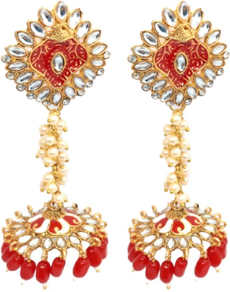 Flipkartcom  Buy SAMARA JEWELS SPARKLING CIRCULAR RED STONE STUDDED  SILVER AD EARRINGS  Cubic Zirconia Brass Drops  Danglers Online at Best  Prices in India
