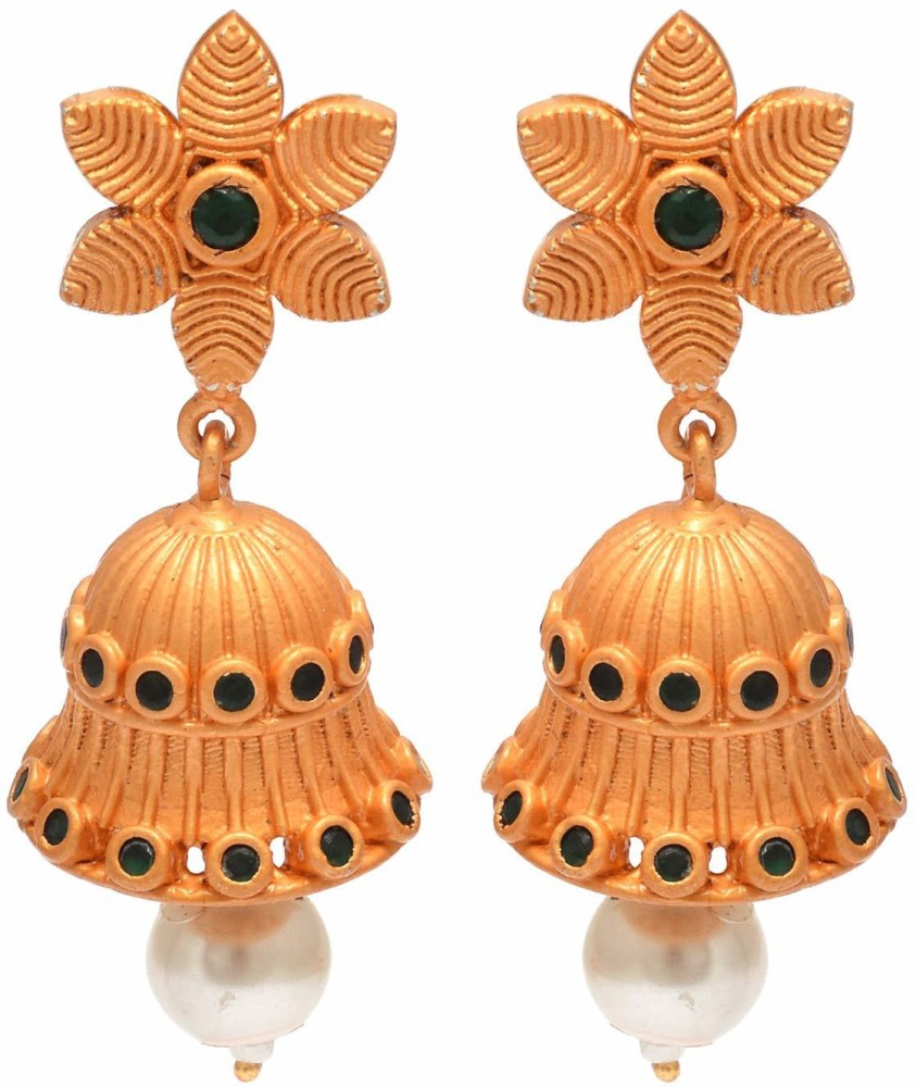 Light Weight One Gram Gold Jhumkas  South India Jewels