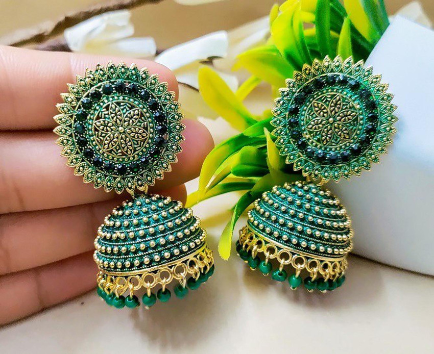 Flipkart Buy TANLOOMS Beautiful Bright Colors Floral Kundan Jhumka Earrings For Girls Women Alloy Jhumki Earring Online at Best Prices in India