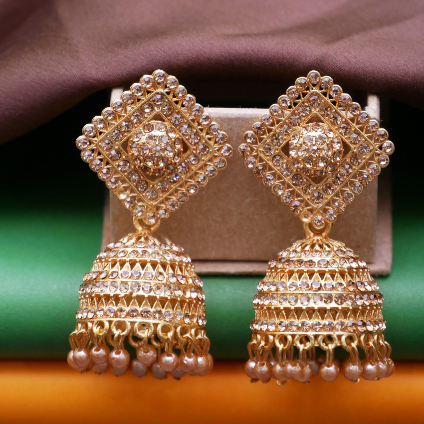 Flipkart Buy Antico Traditional Ethnic Casual Gold Oxidised Diamond Jhumka Jhumki Earrings for Girls Alloy Jhumki Earring Online at Best Prices in India