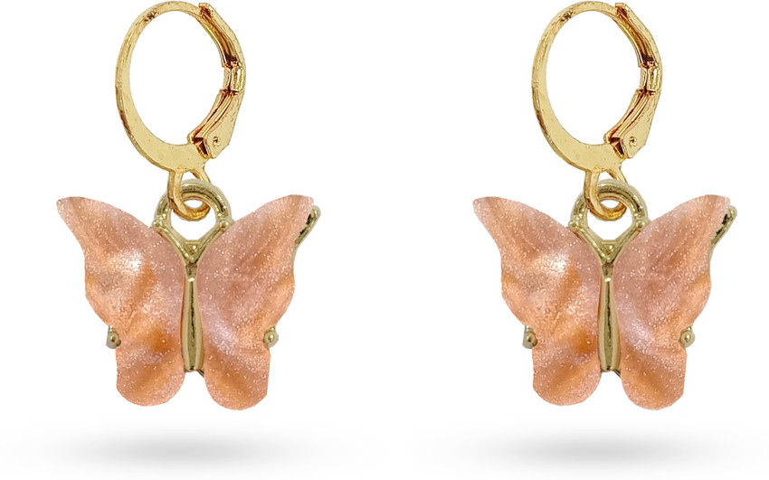 Flipkart Buy Cradial Orange Butterfly Golden Earrings Metal
