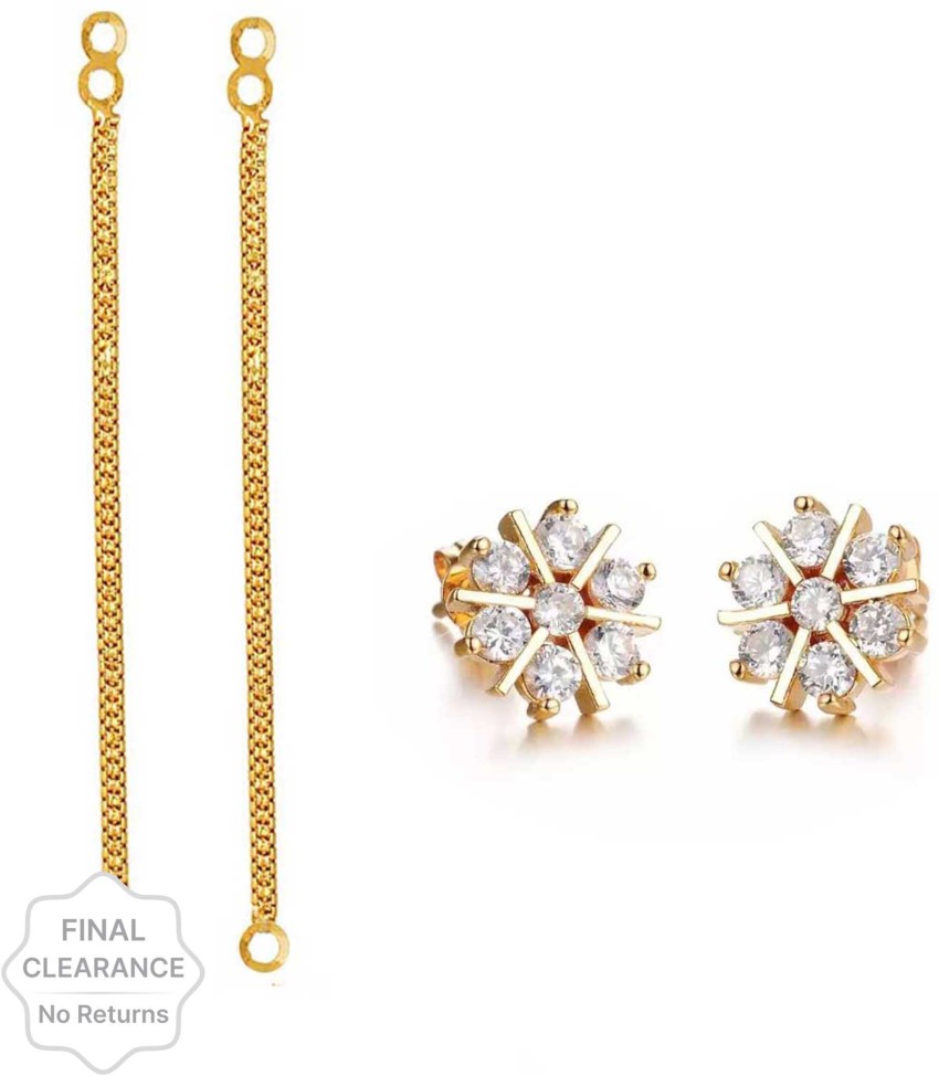 Flipkartcom  Buy KUKU GOLD American Diamond 3 Step Earring Set Diamond  Copper Jhumki Earring Online at Best Prices in India
