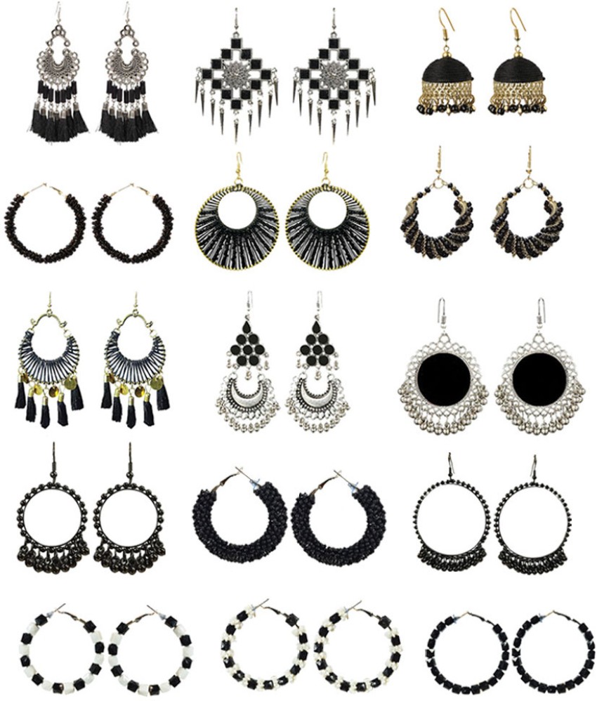 Black Pearl Earrings With Maang Tikka