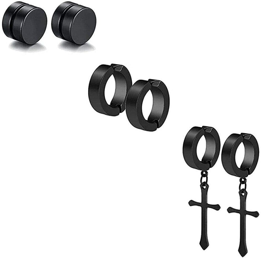Buy Black Magnetic Earrings Men 4 Pairs different design CODEeK6177 Online   389 from ShopClues