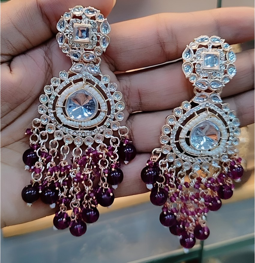 Wine color deals long earrings