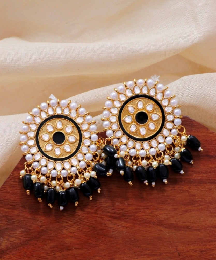 Buy 1 Gm Gold Black Beads Peacock Jhumkas Earrings Design Indian Bridal  Jewellery