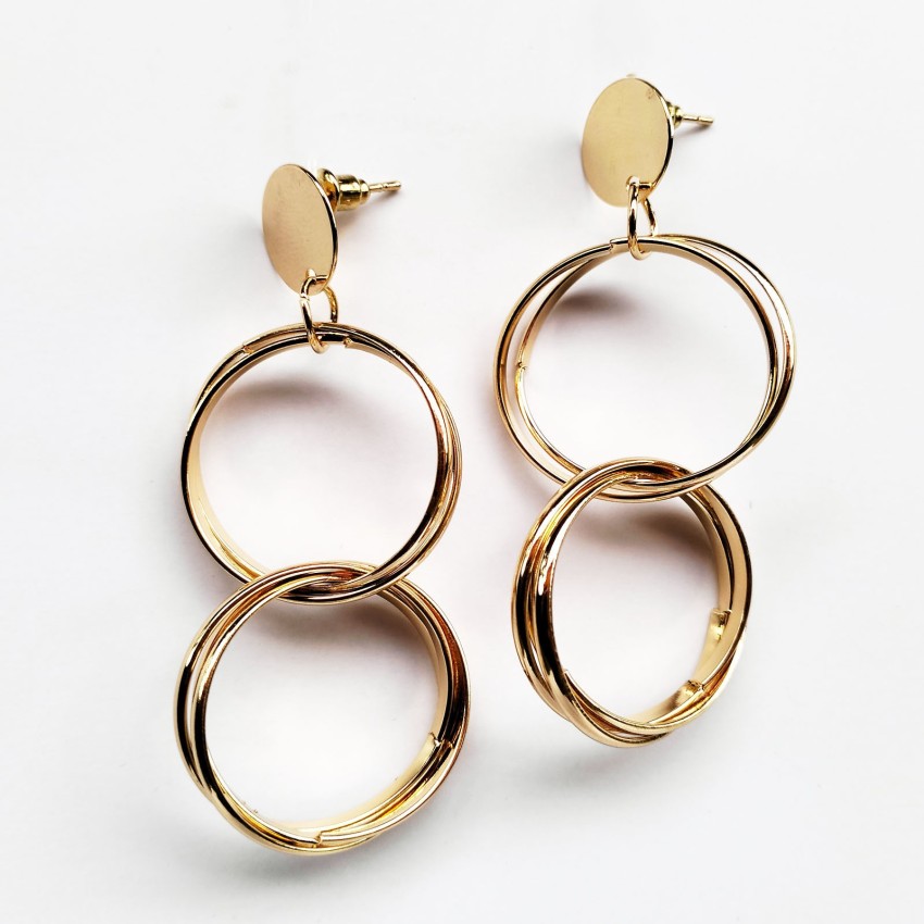Clip-On Earring Golden Gold Plated Brass CZ Studded Hoop Bali