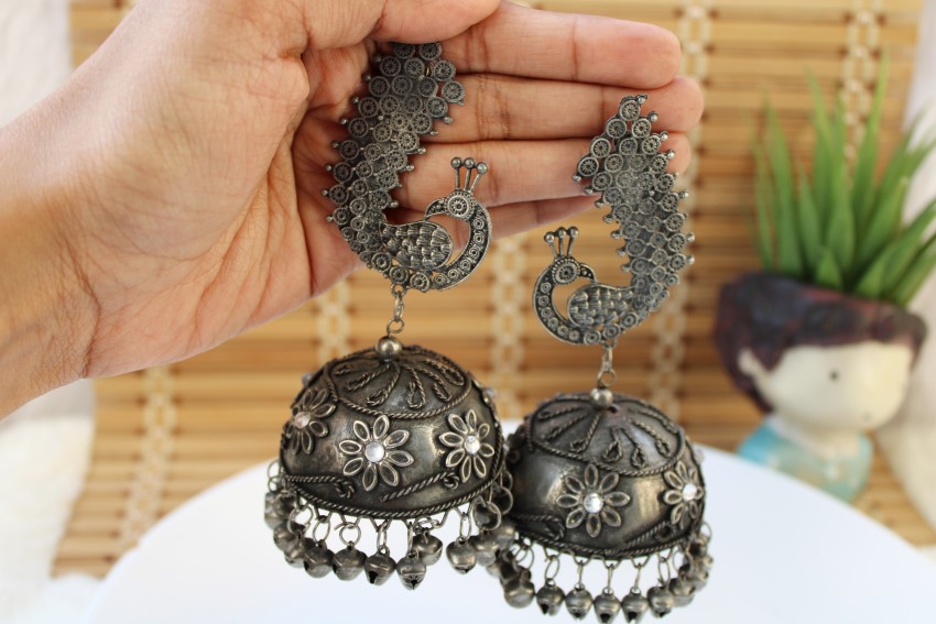 Flipkart black metal on sale earrings