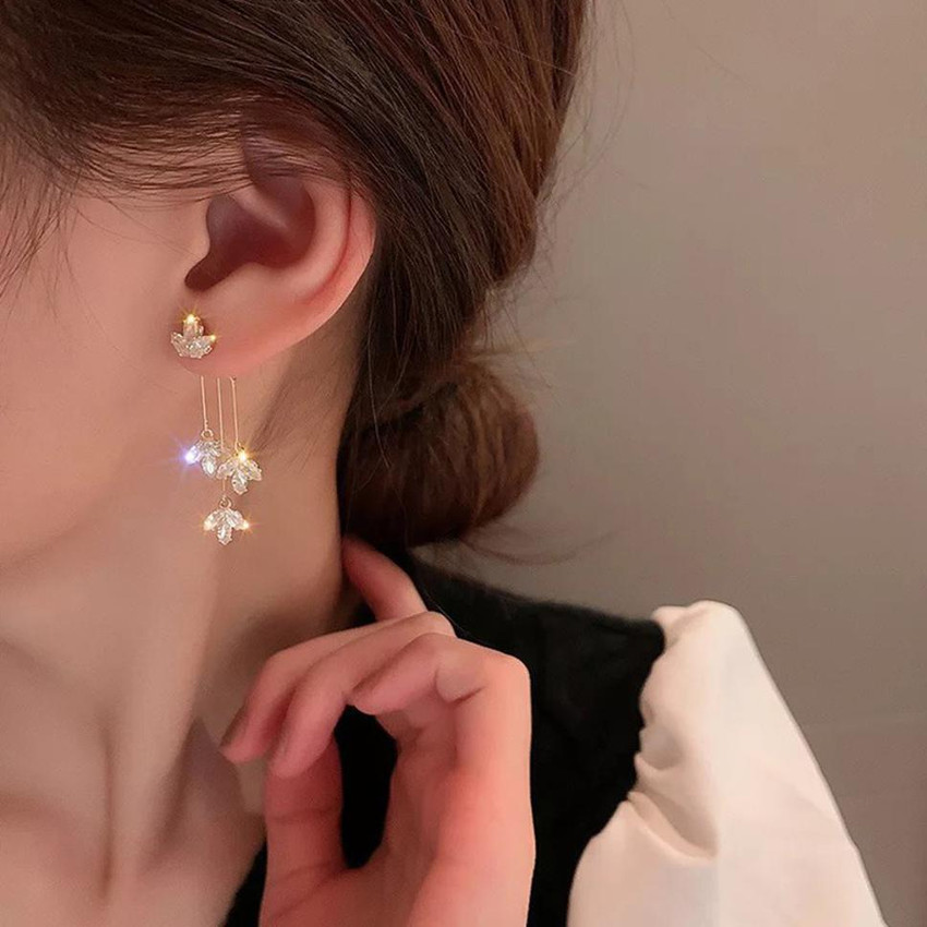 Korean diamond earrings clearance