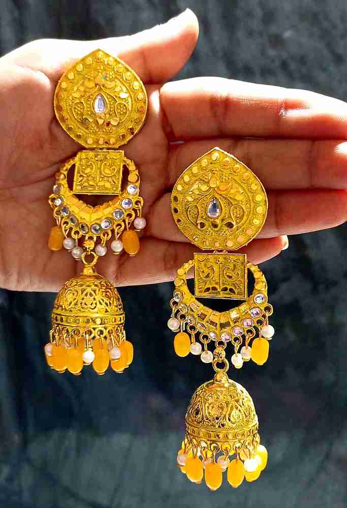 Buy Designs By Sapna yellow earrings big size Alloy Jhumki Earring Online at Best Prices in India Flipkart