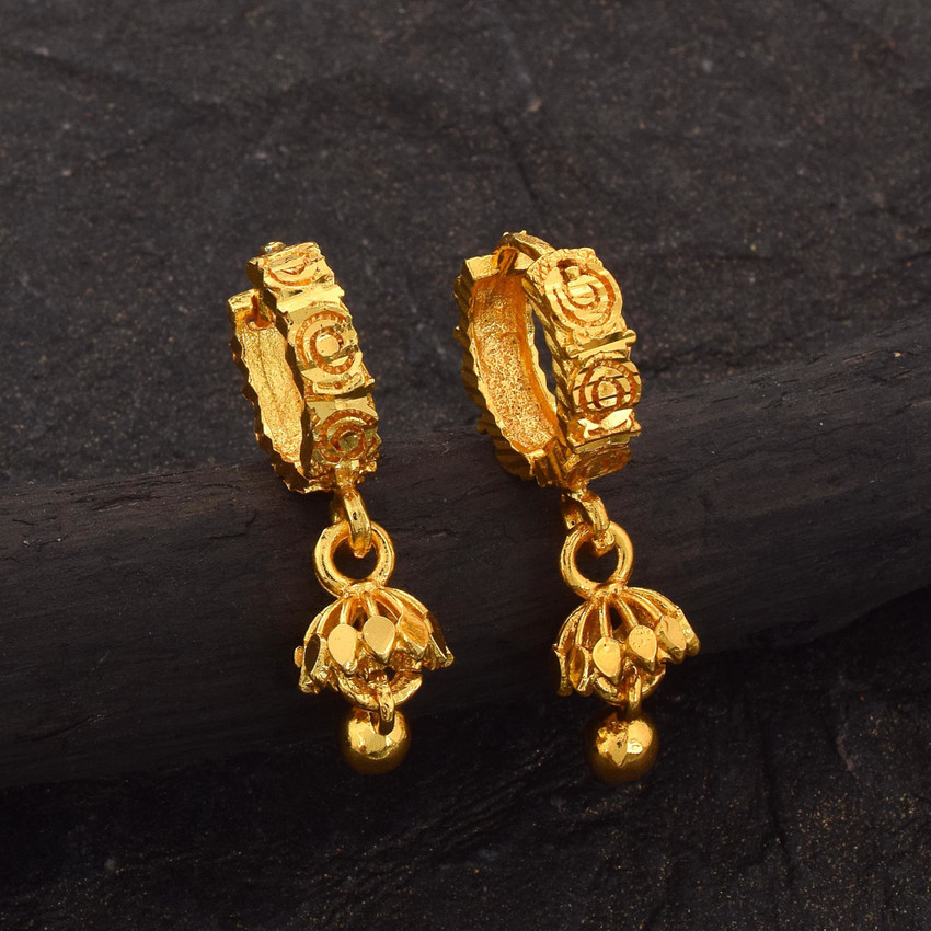 Flipkart Buy morir Micron Gold Plated Clip On Bucket Basket Design Dangle Bali Hoop Earrings Brass Hoop Earring Online at Best Prices in India