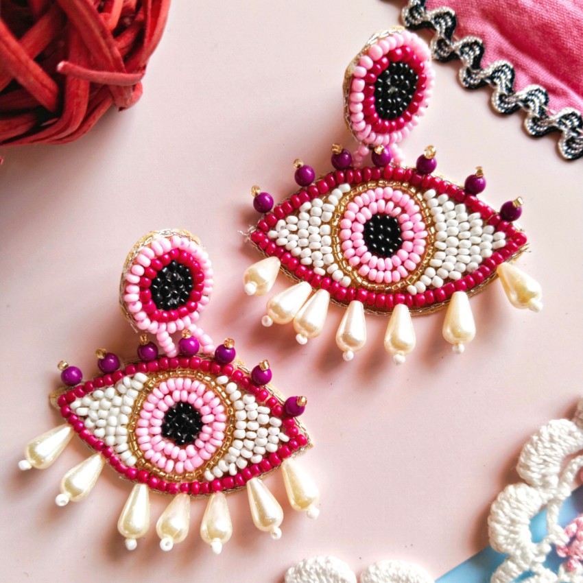 Beaded evil hot sale eye earrings