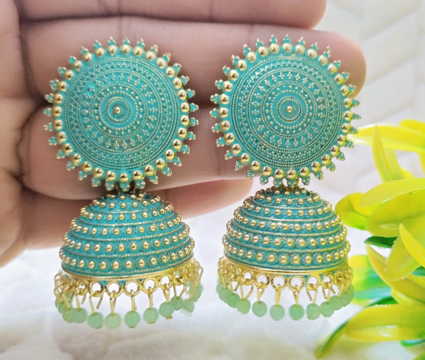 Sea green color shop earrings