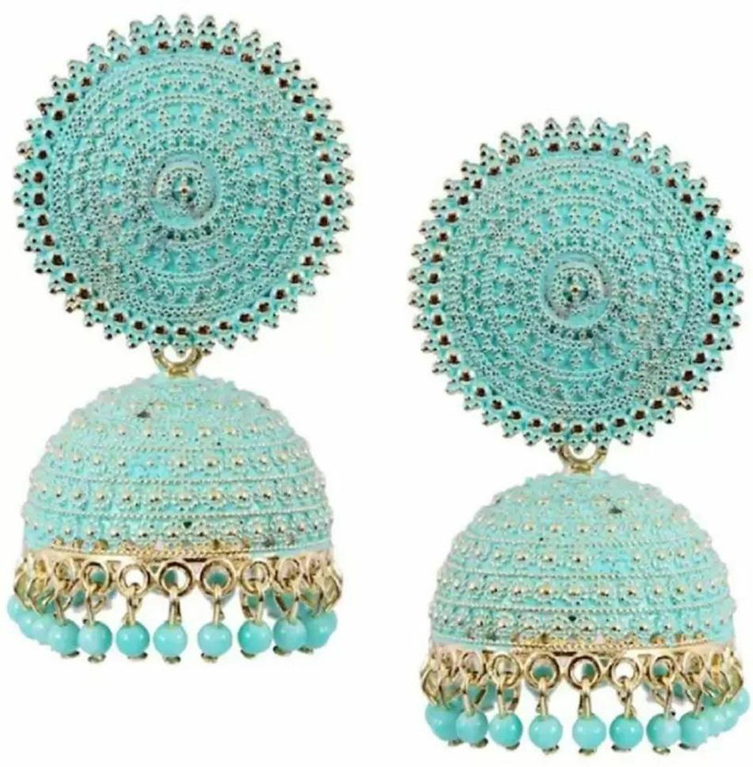 Flipkart Buy Today Fashion New Trending Floral Sea Green Earrings for Women Brass Jhumki Earring Online at Best Prices in India