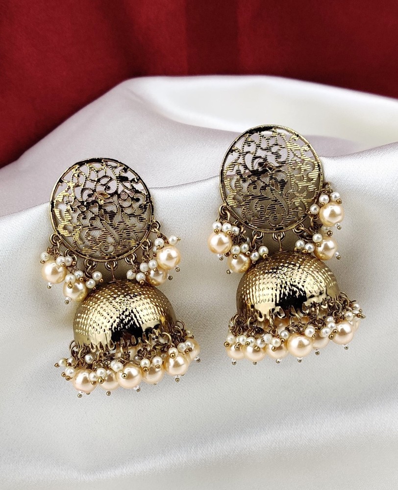 Flipkartcom  Buy Fabfashion Bollywood Inspired Traditional Stylish  WeddingParty Wear Yellow Gold Plated Indian Earrings For Girls and Women  Alloy Jhumki Earring Online at Best Prices in India