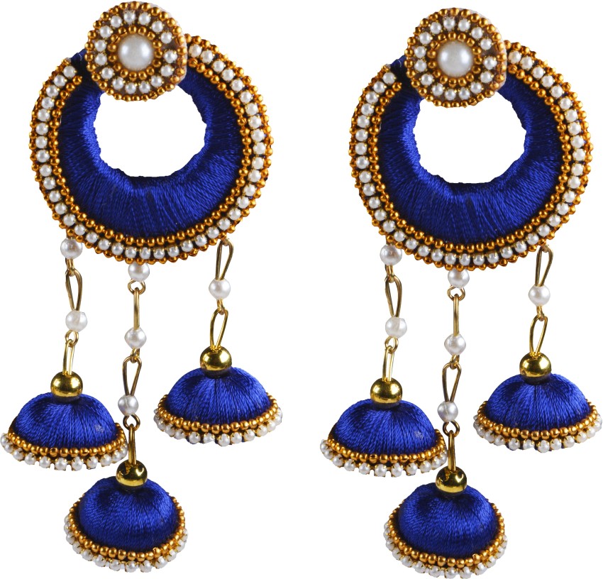 Silk Thread Hoop Jhumka Earrings (single price) | nivis-classicjewelry