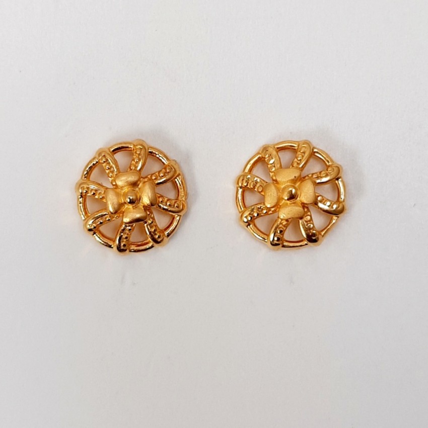 Buy Admier Gold Plated Brass Round Design flower cutwork fashion Stud  Earrings  Lowest price in India GlowRoad