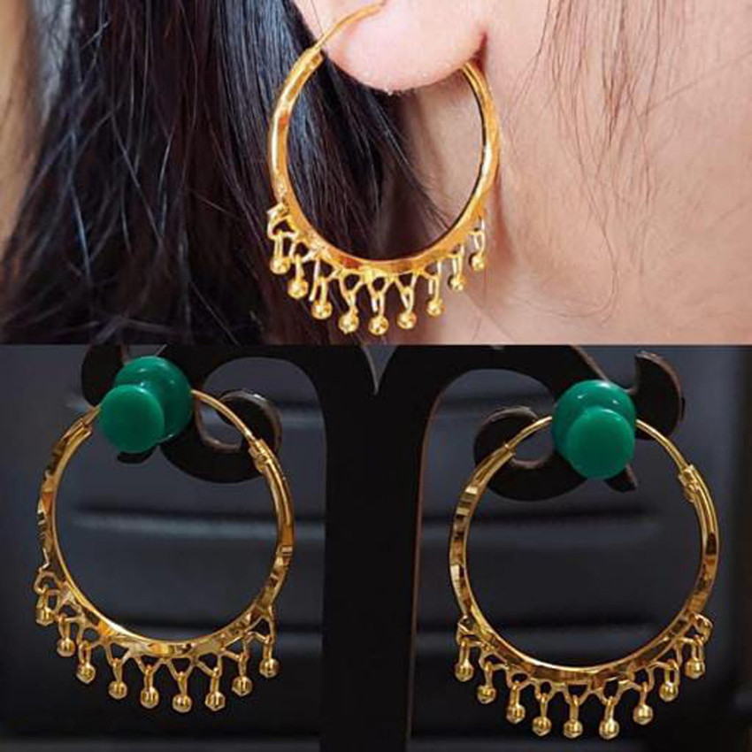 Flipkart Buy Dinisha Dinisha Gold Plated Brass Golden Hoop Earrings For Girls Women s Brass Hoop Earring Online at Best Prices in India