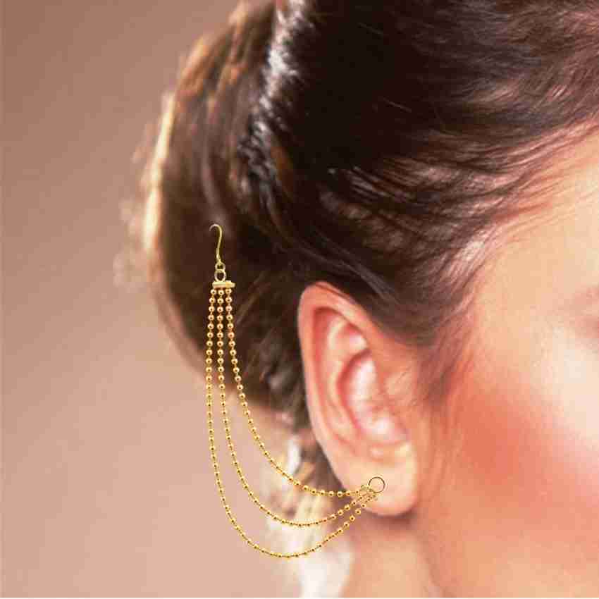 Flipkart Buy RENU CREATION Golden Jhumka Ear Chain Hair Accessory For Girls For Wedding Fancy Party wear Alloy Clip on Earring Online at Best Prices in India