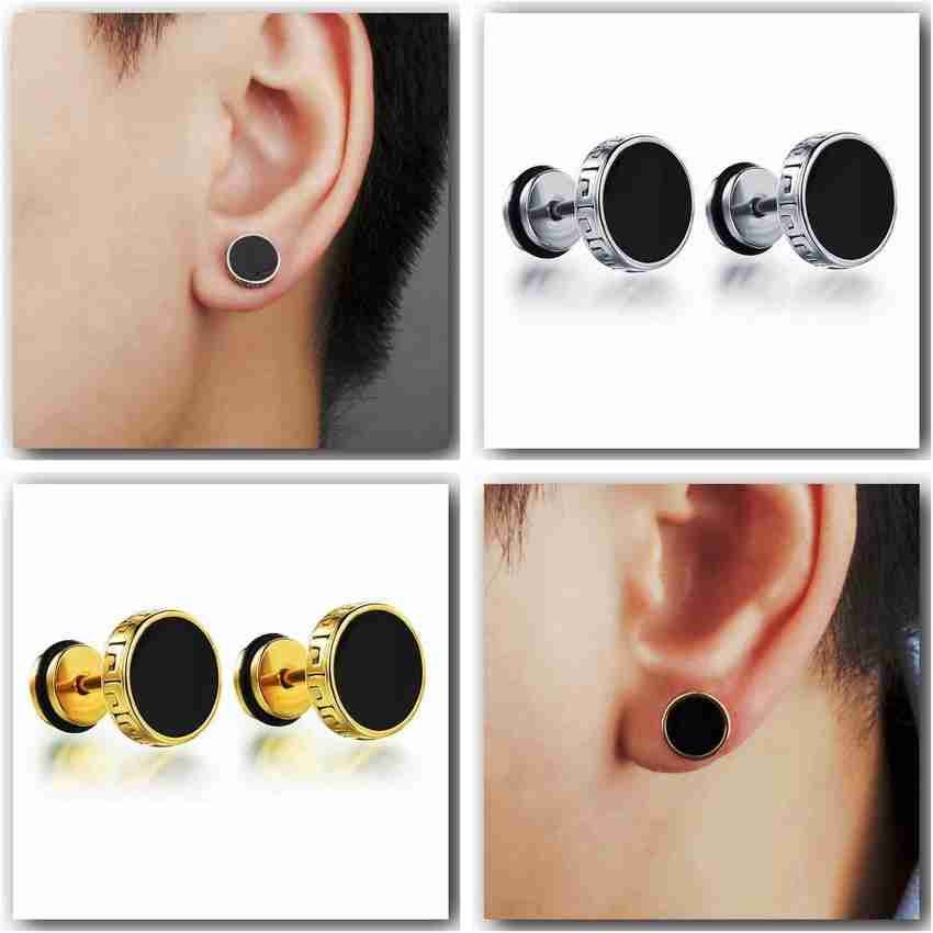 Flipkart Buy MEENAZ Jewellery Silver Gold Stud Mens Ear rings Earrings Combo For Men Gents Boys Boyfriend 4 pcs BALI ME176 Metal Hoop Earring Online at Best Prices in India