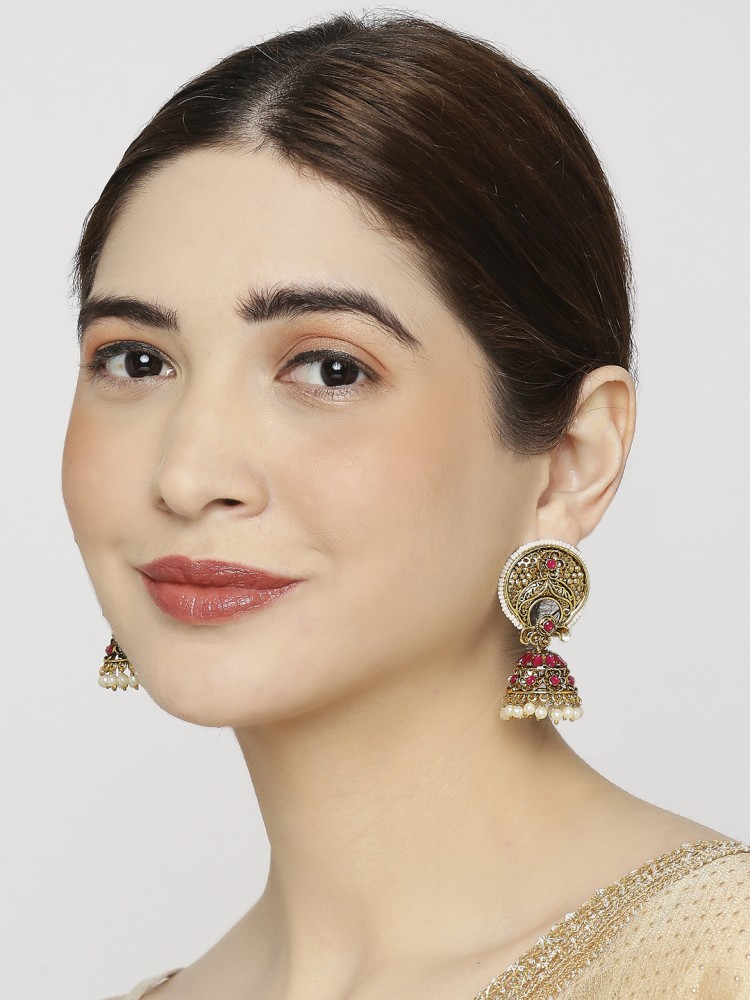 Buy Yellow Chimes Pink And White Silver Plated Oxidised Floral Jhumka  Earrings  Earrings for Women 20251010  Myntra