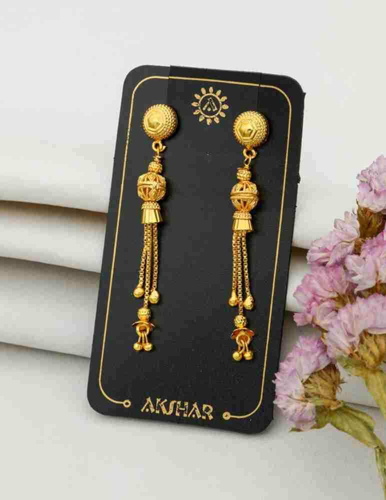 Fancy sui dhaga gold earrings designs best sale