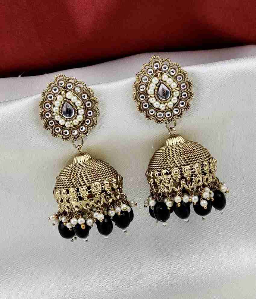 Black beads jhumkas new arrivals