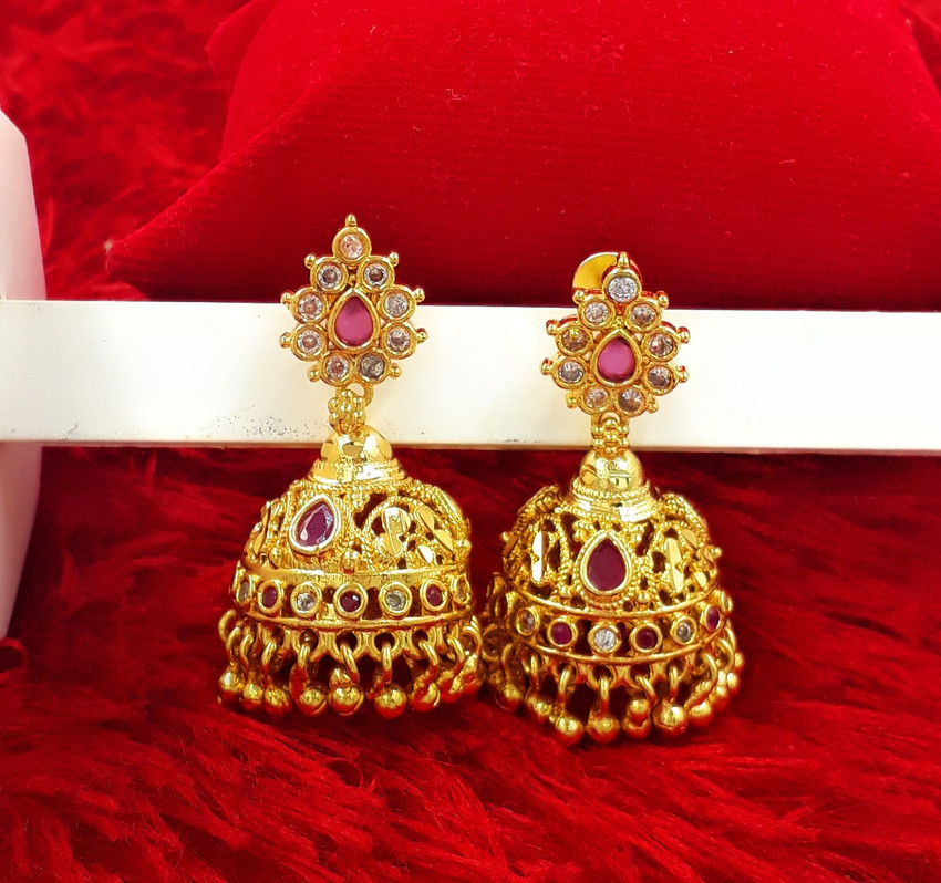 Flipkart Buy Anujeet Fashion Hub Gold Plated Covering 5 metal Impon AD Stone Big Jhumka Earrings For Women Girl Copper Jhumki Earring Online at Best Prices in India