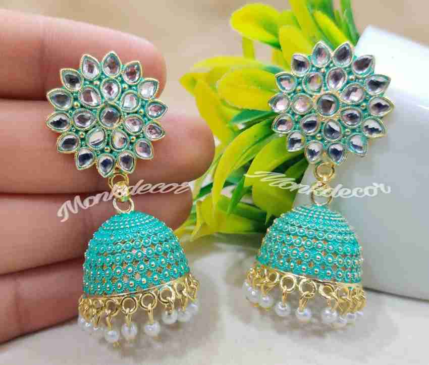 Beautiful Bright Colors Jhumka Earrings Rangflower Alloy Jhumki