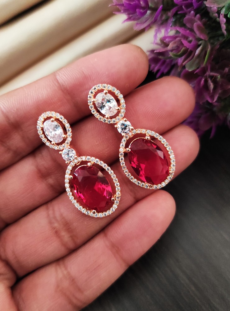 Red and hot sale pink earrings