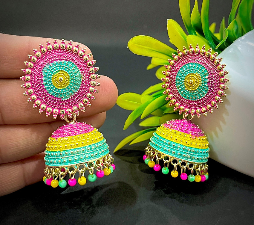 Flipkart Buy MONKDECOR Attractive Multicolor Jhumka Earring For Girls Women Multi Jhumka Alloy Jhumki Earring Online at Best Prices in India