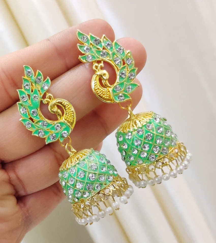 Flipkart Buy MONKDECOR Attractive Peacock Design Stone Morr Alloy Jhumki Earring Online at Best Prices in India
